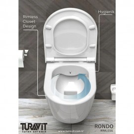 Turavit Rondo Rimless Asma Klozet + Yavaş Kapanan Klozet Kapağı