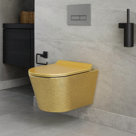 GoldenWeave – Dokulu Gold Asma Klozet (Amortisörlü Kapak Dahil)