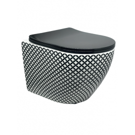 GridLine – Geometrik Desenli Asma Klozet (Amortisörlü Kapak Dahil)