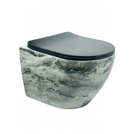 EmeraldStone – Yeşil Mermer Desenli Asma Klozet (Amortisörlü Kapak Dahil)