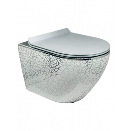 SilverLine – Desenli Gümüş Asma Klozet (Amortisörlü Kapak Dahil)