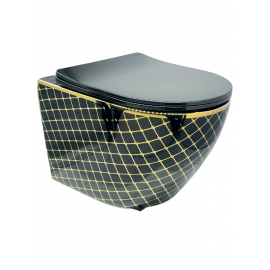 BlackGold – Desenli Siyah Gold Asma Klozet (Amortisörlü Kapak Dahil)