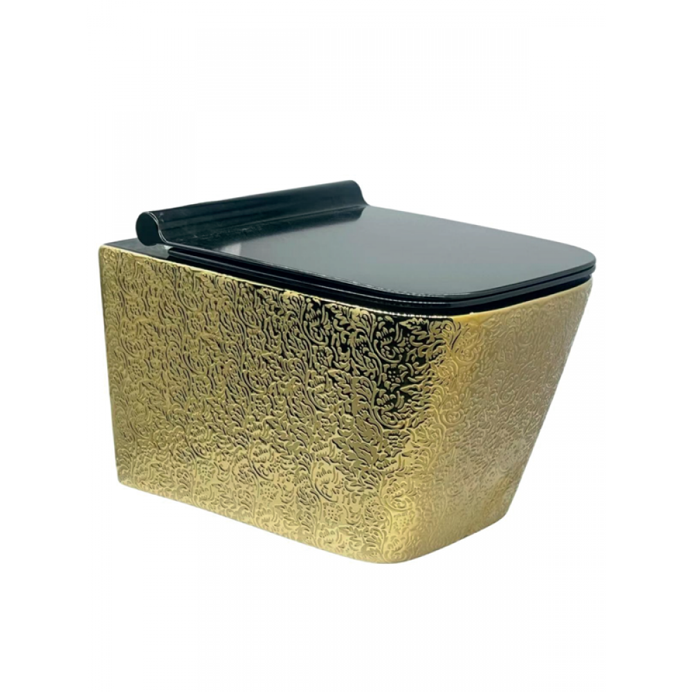 GoldenSquare – Desenli Kare Gold Asma Klozet (Amortisörlü Kapak Dahil)