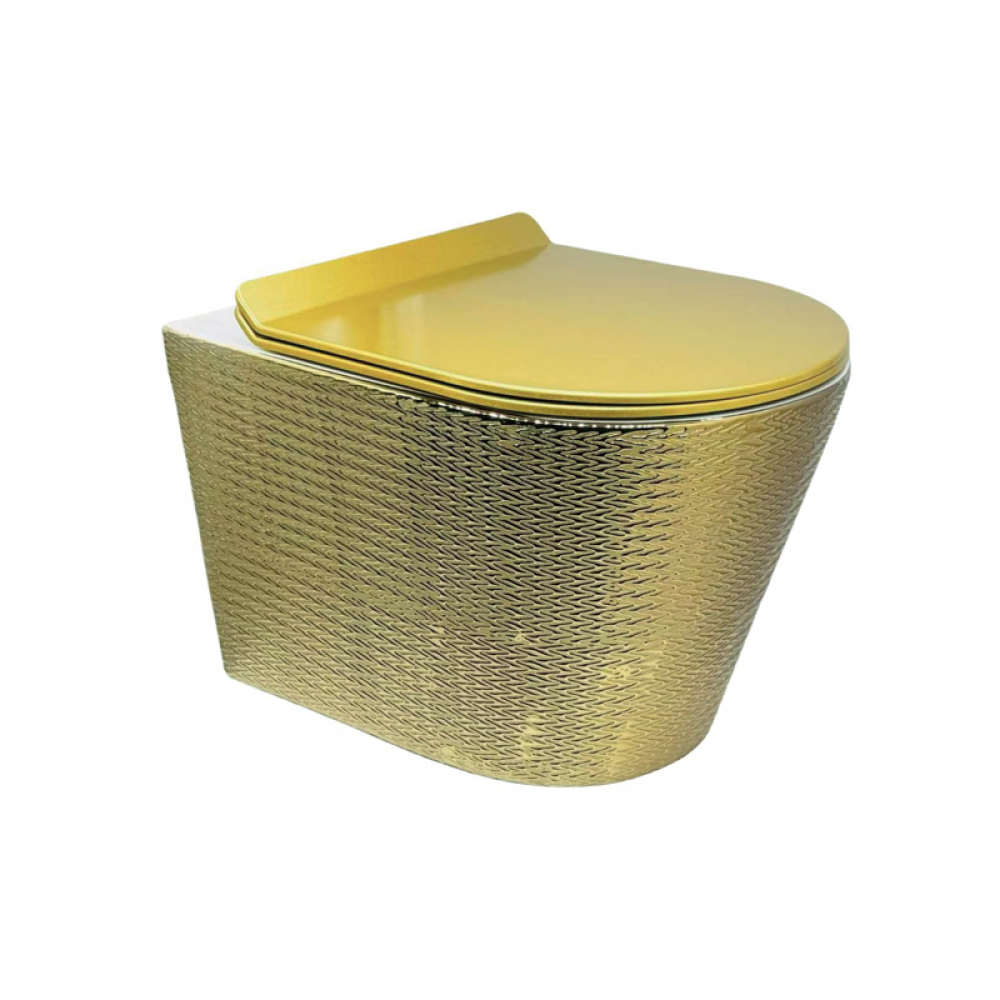 GoldenWeave – Dokulu Gold Asma Klozet (Amortisörlü Kapak Dahil)
