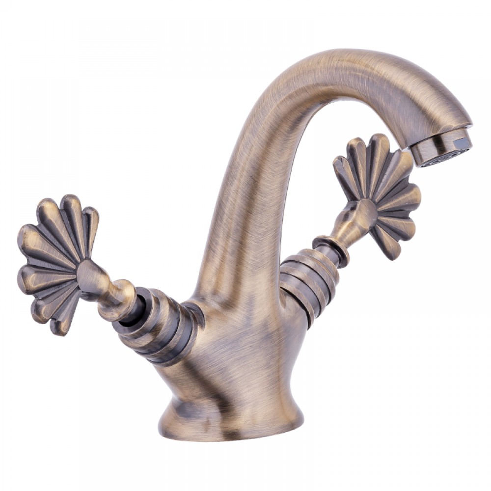 ClassicFan Eskitme Antik Lavabo Bataryası – Sabit Borulu, Retro Tavroz Kollar