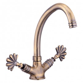 TavrozLine Antik Eskitme Lavabo Bataryası – 360° Döner Borulu, Çift Tavroz Kollu, Eskitme Tasarım