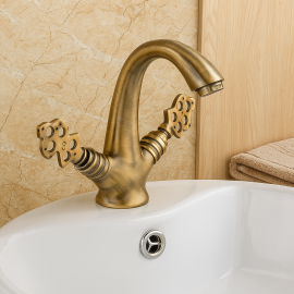 FixRetro Antik Eskitme Lavabo Bataryası – Sabit Borulu