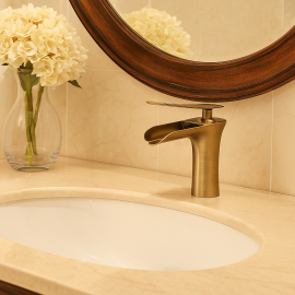 BronzeFlow Şelale Akışlı Antik Eskitme Lavabo Bataryası – Bronz, Klasik Dokunuş