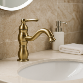 RetroBronze Klasik Döner Borulu Antik Eskitme Lavabo Bataryası