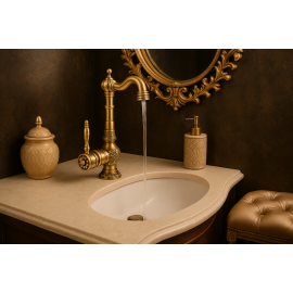 VintageAntique Etnik Desenli Antik Eskitme Batarya – 360° Döner Başlık, Su Tasarruflu