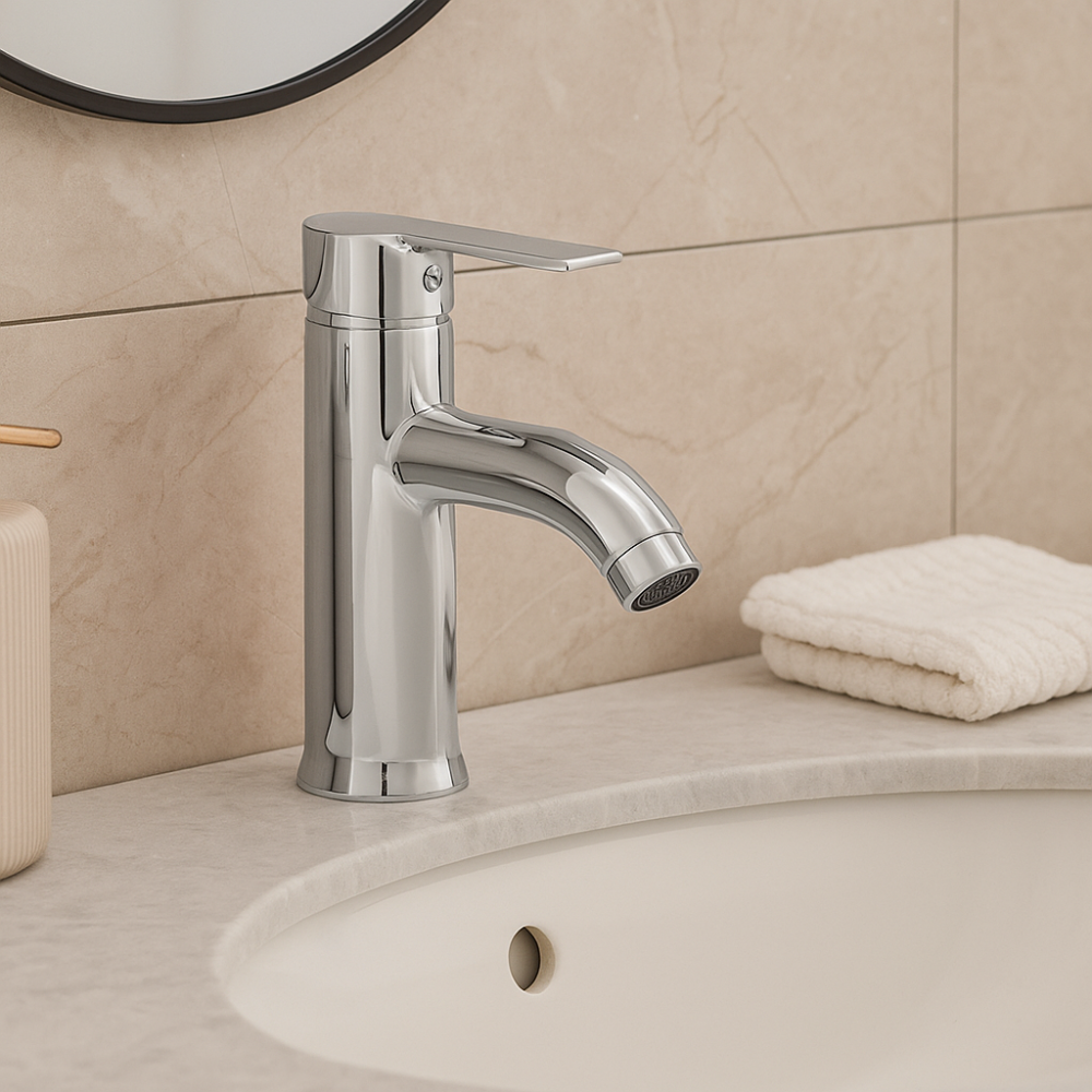 Altın Delta Kol Lavabo Bataryası Krom Uzun Lavabo Bataryası Bakır Boru Lavabo Musluğu