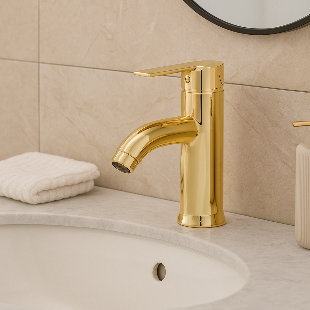Altın Delta Kol Lavabo Bataryası Krom Uzun Lavabo Bataryası Bakır Boru Lavabo Musluğu