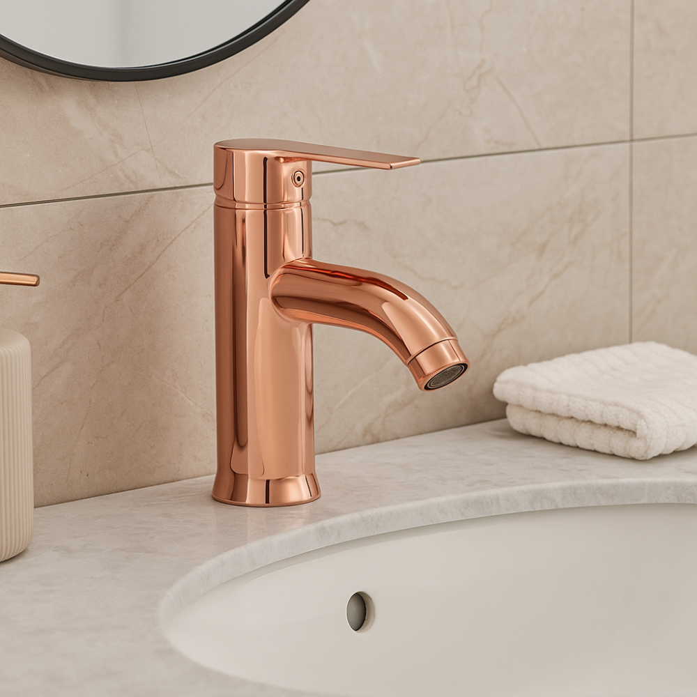 Altın Delta Kol Lavabo Bataryası Krom Uzun Lavabo Bataryası Bakır Boru Lavabo Musluğu