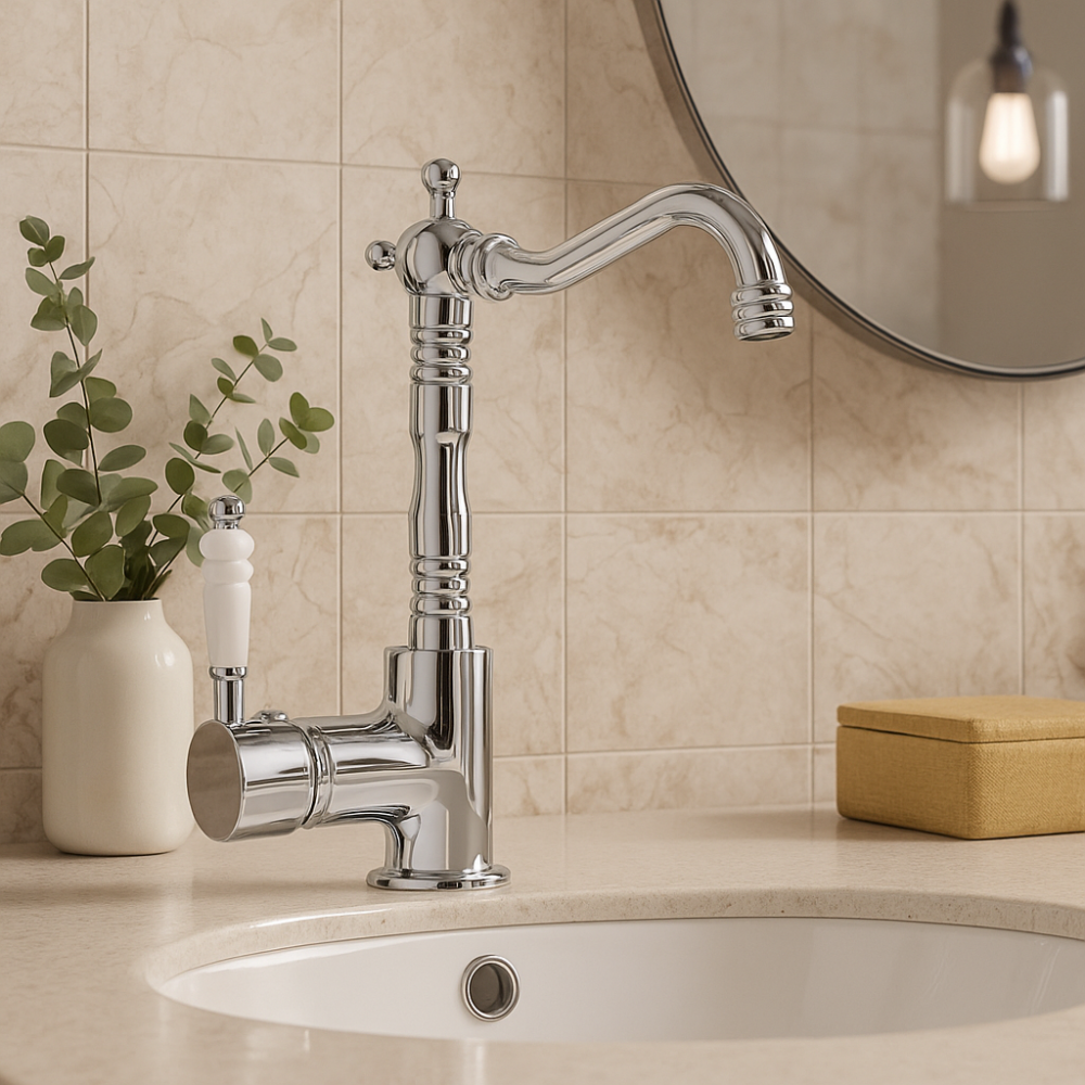 Valente Krom Lavabo Bataryası – Kavisli Borulu, Parlak Yüzey, Su Tasarruflu Valente Krom Lavabo Bataryası – Kavisli Borulu, Parlak Yüzey, Su Tasarruflu