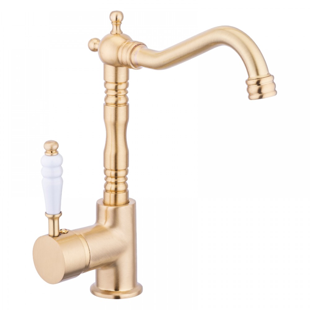 Valente Mat Gold Lavabo Bataryası – Kavisli Borulu, Saten Altın Yüzey, Su Tasarruflu Valente Mat Gold Lavabo Bataryası – Kavisli Borulu, Saten Altın Yüzey, Su Tasarruflu