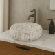 MarbleTouch Mermer Desenli Yuvarlak Seramik Tezgah Üstü Çanak Lavabo – 40x40 cm
