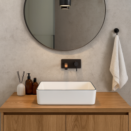 SquareLine 480 – Modern Dikdörtgen Seramik Tezgah Üstü Çanak Lavabo 48x37 Cm