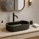 GoldLine Siyah Oval Seramik Tezgah Üstü Çanak Lavabo – 51x31 cm