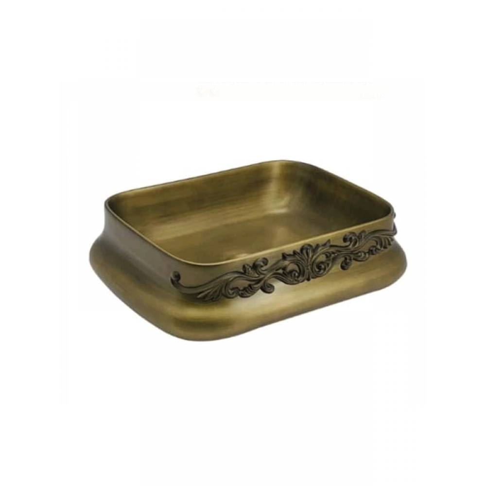AntiqueMotif Mat Antik Motif Desenli Seramik Tezgah Üstü Çanak Lavabo – 46x36.5 cm