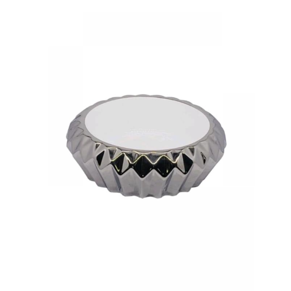 RoyalSilver Gümüş Yuvarlak Seramik Tezgah Üstü Çanak Lavabo – 42x42 cm
