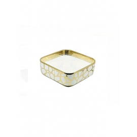 LuxeGeo Gold Geometrik Desenli Kare Seramik Tezgah Üstü Çanak Lavabo – 38.5x38.5 cm
