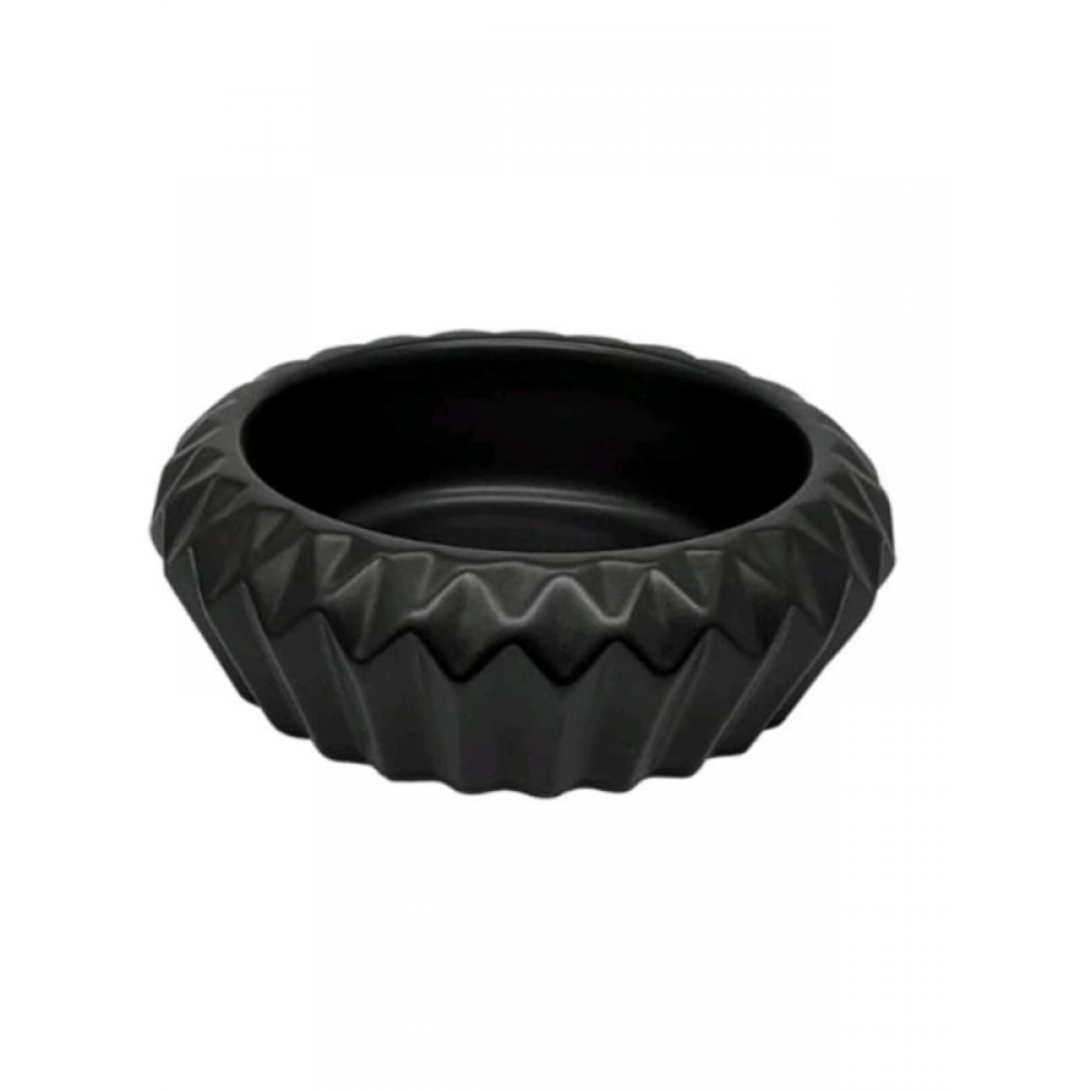 RoyalBlack Siyah Yuvarlak Seramik Tezgah Üstü Çanak Lavabo – 42x42 cm