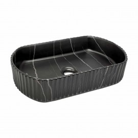 BlackStone Siyah Oval Seramik Tezgah Üstü Çanak Lavabo – 51x31 cm