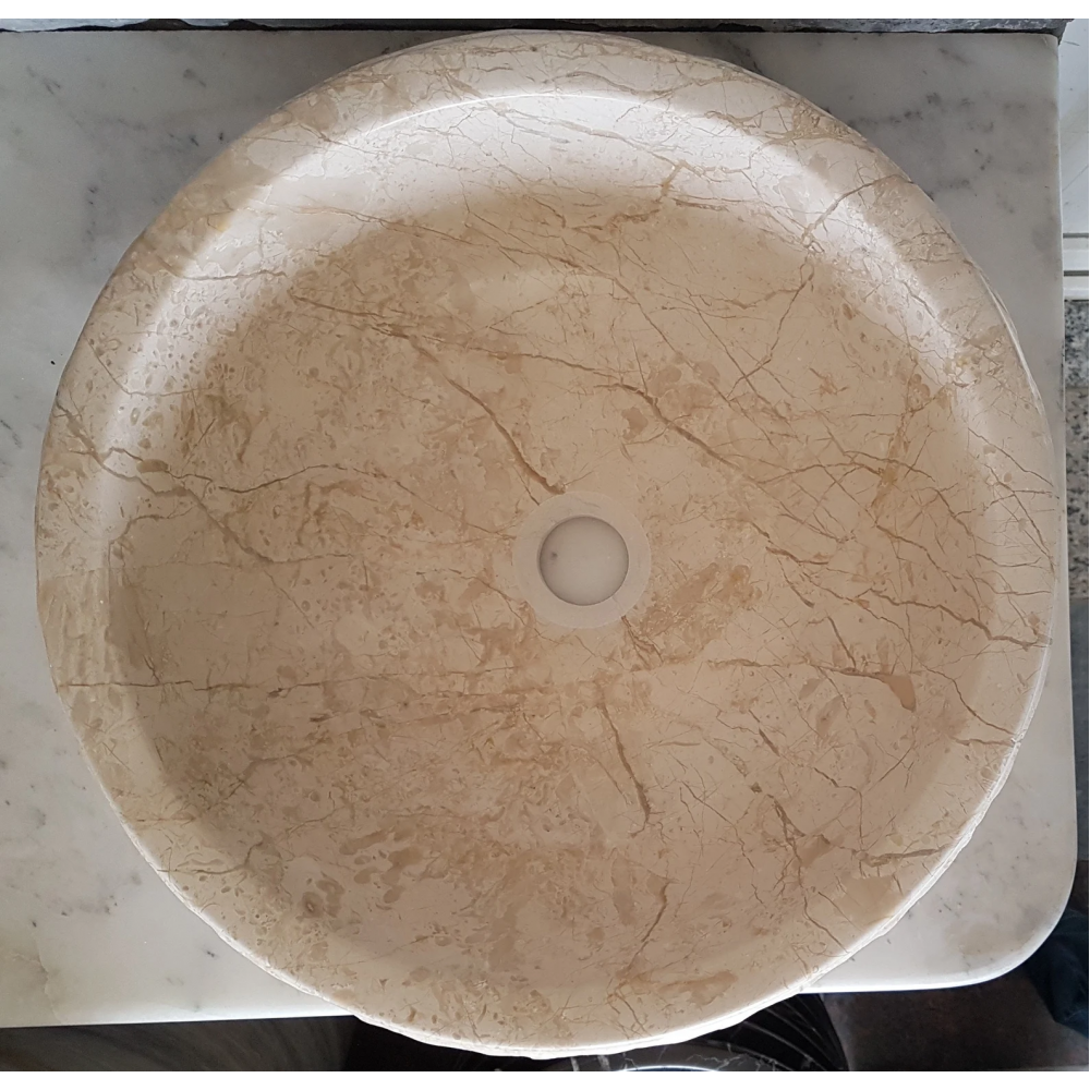 Bej Doğal Taş El İşçiliği Oval Çanak Lavabo – 42x42 Bej Doğal Taş El İşçiliği Oval Çanak Lavabo – 42x42