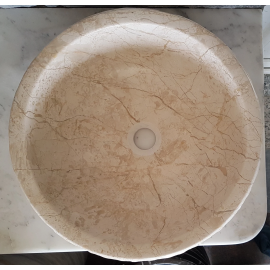 Bej Doğal Taş El İşçiliği Oval Çanak Lavabo – 42x42