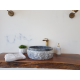 Gri Doğal Taş Yuvarlak Mermer Tezgah Üstü Lavabo – 42x42