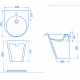 Turavit Igloo 51x44 cm Monoblok Lavabo – Armatür Delikli, Modern ve Kompakt Banyo Lavabosu