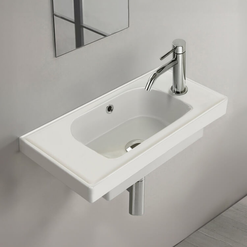 SmartRight Etajerli Duvara Monte & Dolap Uyumlu Armatür Deliği Sağda Seramik Lavabo – 50x28 cm SmartRight Etajerli Duvara Monte & Dolap Uyumlu Armatür Deliği Sağda Seramik Lavabo – 50x28 cm