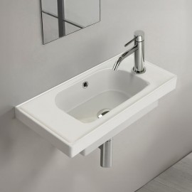 SmartRight Etajerli Duvara Monte & Dolap Uyumlu Armatür Deliği Sağda Seramik Lavabo – 50x28 cm SmartRight Etajerli Duvara Monte & Dolap Uyumlu Armatür Deliği Sağda Seramik Lavabo – 50x28 cm