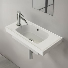 SmartLeft Etajerli Duvara Monte & Dolap Uyumlu Armatür Deliği Solda Seramik Lavabo – 50x28 cm, Beyaz SmartLeft Etajerli Duvara Monte & Dolap Uyumlu Armatür Deliği Solda Seramik Lavabo – 50x28 cm, Beyaz