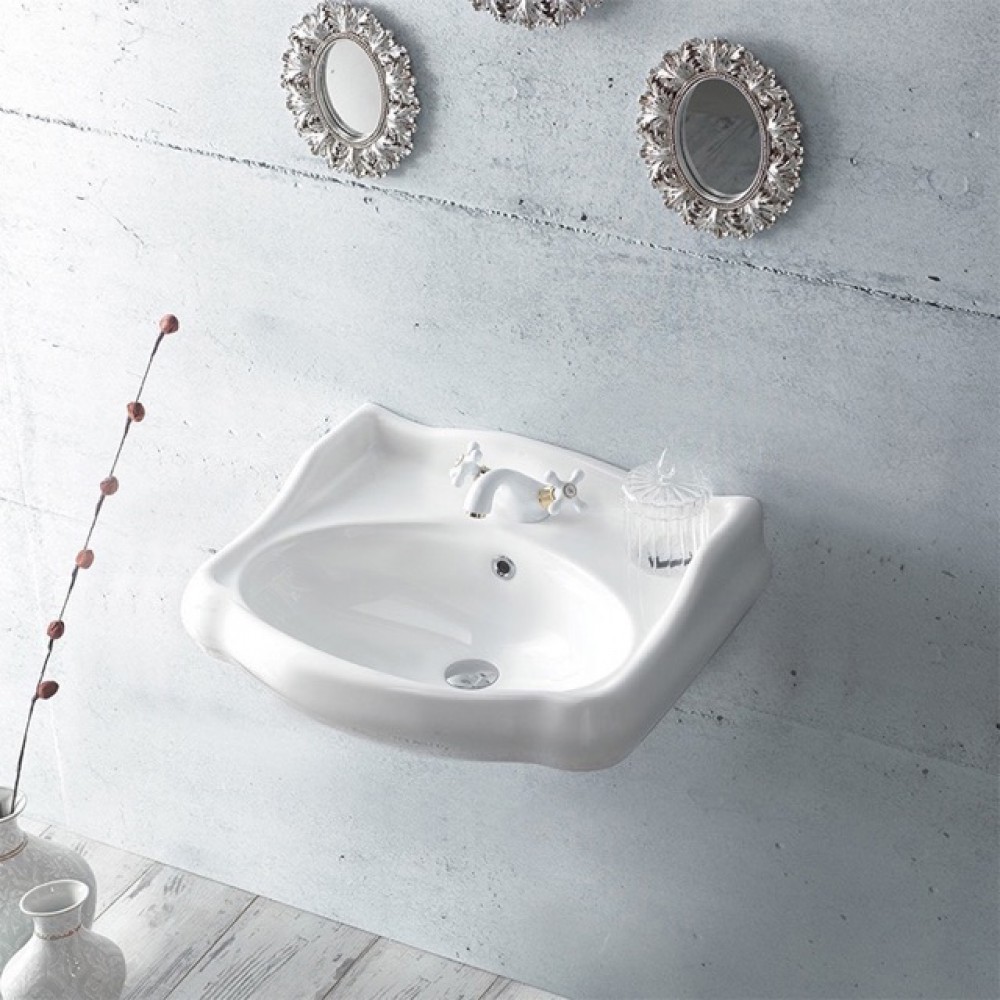 AngloWall Etajerli Duvara Monte & Kolon Ayak Uyumlu Seramik Lavabo – 60x54 cm, Beyaz AngloWall Etajerli Duvara Monte & Kolon Ayak Uyumlu Seramik Lavabo – 60x54 cm, Beyaz