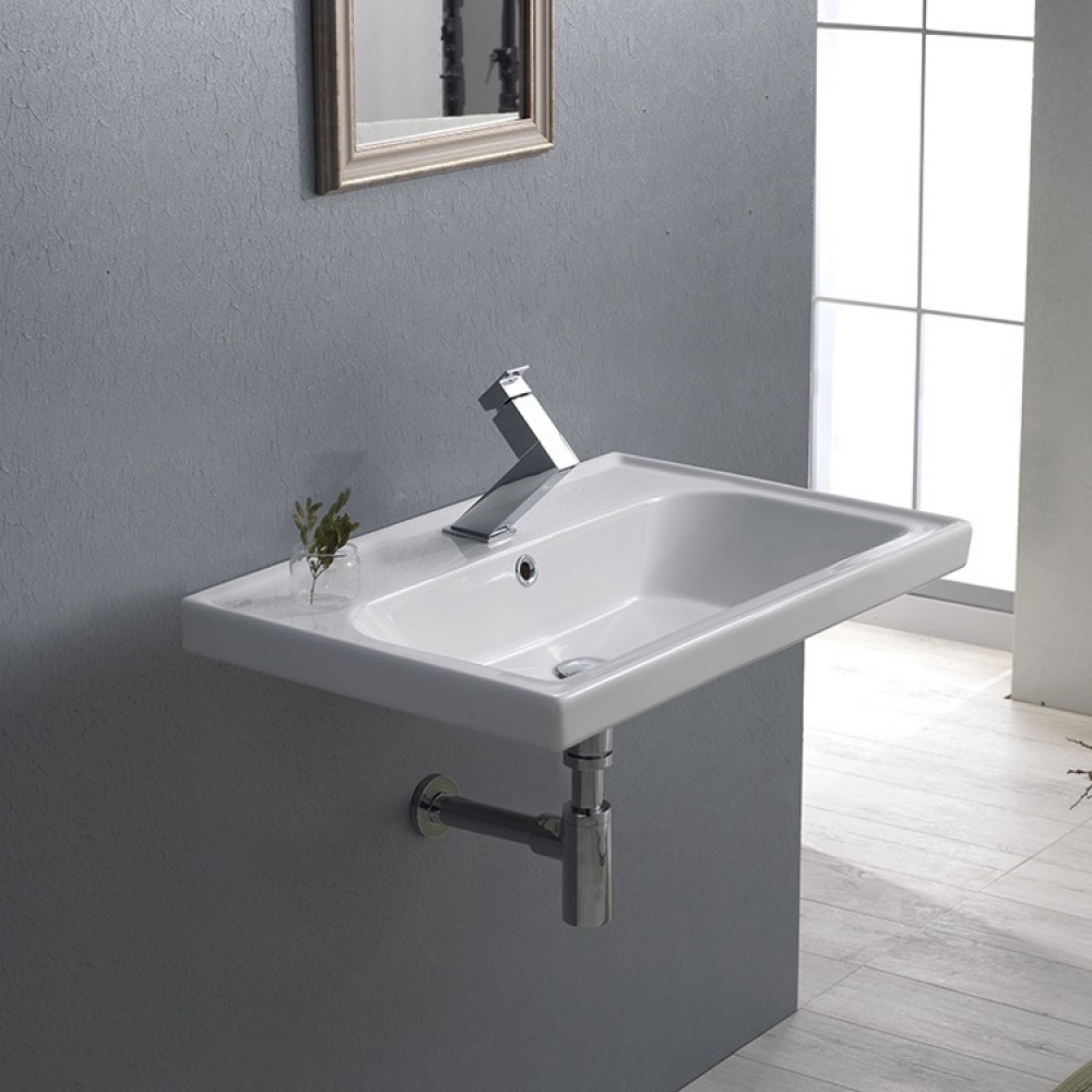 ModeraPlus Etajerli Duvara Monte & Mobilya Uyumlu Armatür Delikli Seramik Lavabo – 60x45 cm, Beyaz ModeraPlus Etajerli Duvara Monte & Mobilya Uyumlu Armatür Delikli Seramik Lavabo – 60x45 cm, Beyaz