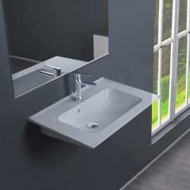 ModeraCompact Etajerli Duvara Monte & Mobilya Uyumlu Armatür Delikli Seramik Lavabo – 50x36 cm Byz