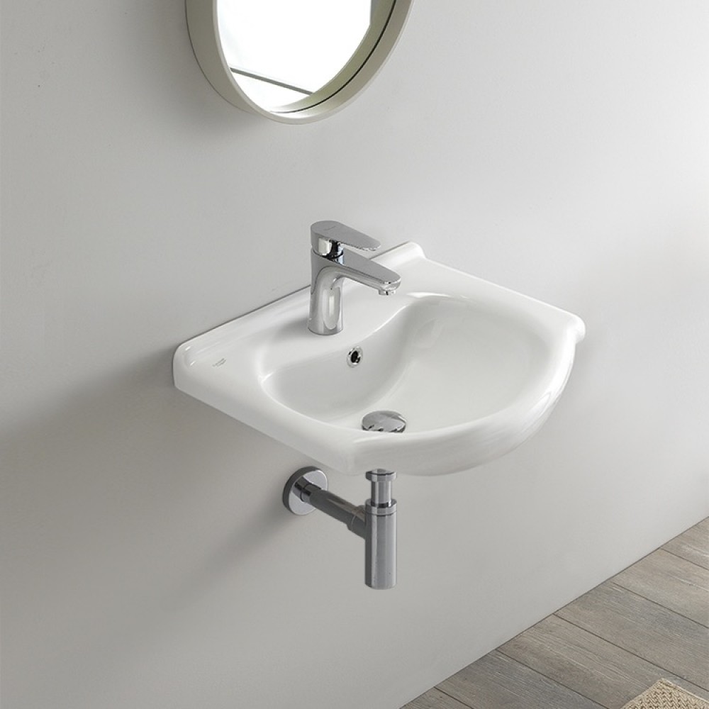 ModeraSoft Oval Etajerli Duvara Monte & Mobilya Uyumlu Seramik Lavabo – 45x43 cm, Beyaz ModeraSoft Oval Etajerli Duvara Monte & Mobilya Uyumlu Seramik Lavabo – 45x43 cm, Beyaz