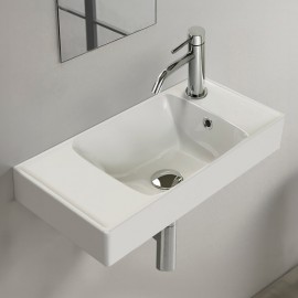 ModeraRight Etajerli Duvara Monte & Mobilya Uyumlu Seramik Lavabo – 60x30 cm, Beyaz