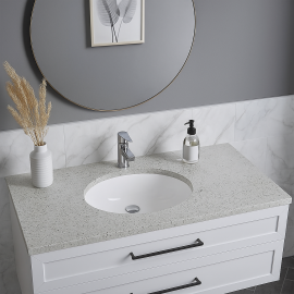 Turavit Oval Hilton Tip Tezgah Altı Lavabo 37x47 cm | Gömme Seramik Lavabo - Banyo Hilton Lavabosu