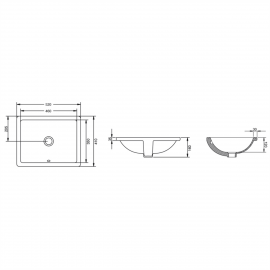 Turavit Kare Hilton Tip Tezgah Altı Lavabo 41x52 cm | Gömme Seramik Lavabo - Banyo Hilton Lavabosu