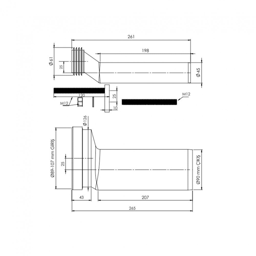 Boden 25 mm Eksantrik Asma Klozet Montaj Kiti