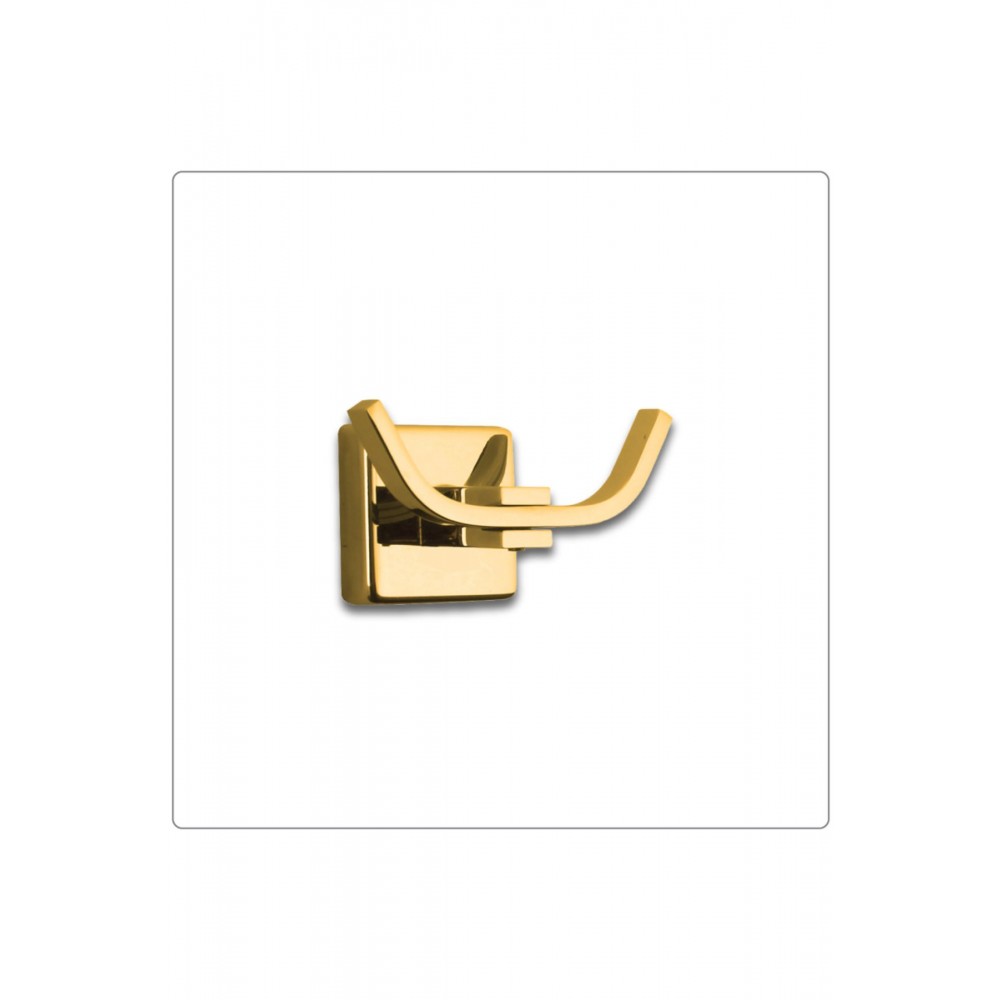 GoldTwin İkili Bornoz Askılığı – Gold Altın, Duvara Monte Pirinç Tasarım