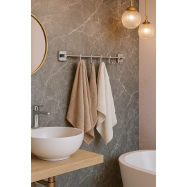 ChromeFive Beşli Bornoz Askılığı – Krom, Duvara Monte Pirinç Tasarım