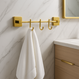 GoldLine Üçlü Bornoz Askılığı – Gold Altın, Pirinç