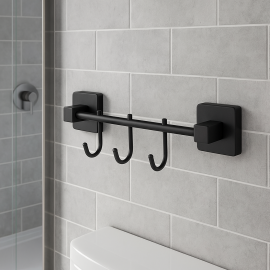 Shadow Üçlü Bornoz Askılığı – Mat Siyah, Pirinç