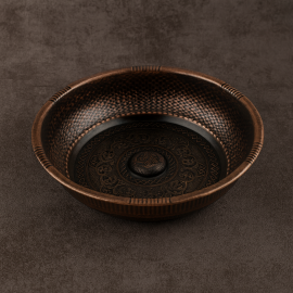 Bakır Eskitme Osmanlı Tuğralı Figürlü Hamam Tası