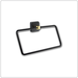 LuxeSquare Kare Havluluk – Mat Siyah & Gold Altın, Duvara Monte Pirinç Tasarım