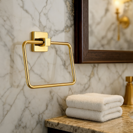 GoldSquare Kare Havluluk – Gold Altın, Duvara Monte Pirinç Tasarım