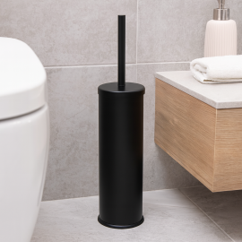 MatLine Mat Siyah Klozet Fırçası – Silindir Metal Gövde, Kapaklı Tasarım